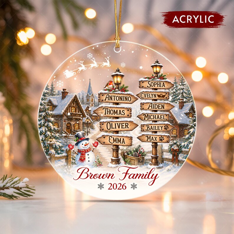 Vintage Village Signpost Glass Ornament