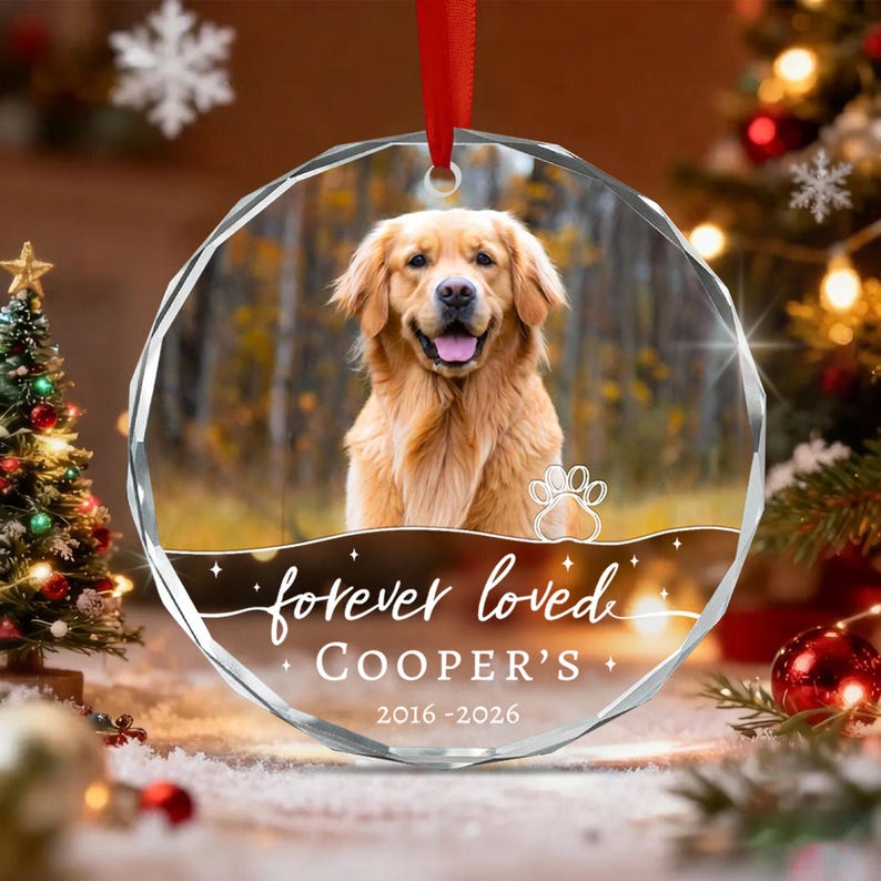 Forever Loved Dog Photo Memorial Ornament