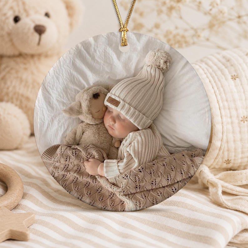 Winter Animal Baby Photo Ceramic Ornament