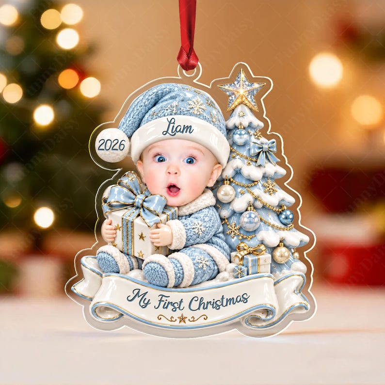 Baby Face Photo Acrylic Christmas Ornament