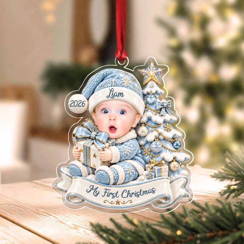 Baby Face Photo Acrylic Christmas Ornament