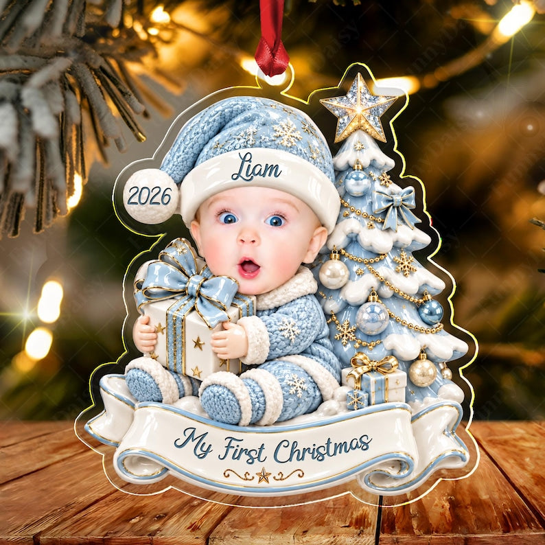 Baby Face Photo Acrylic Christmas Ornament