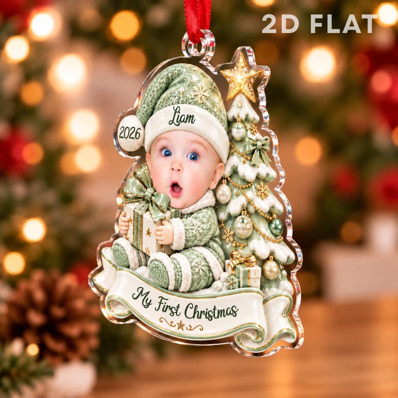 Baby Face Photo Acrylic Christmas Ornament