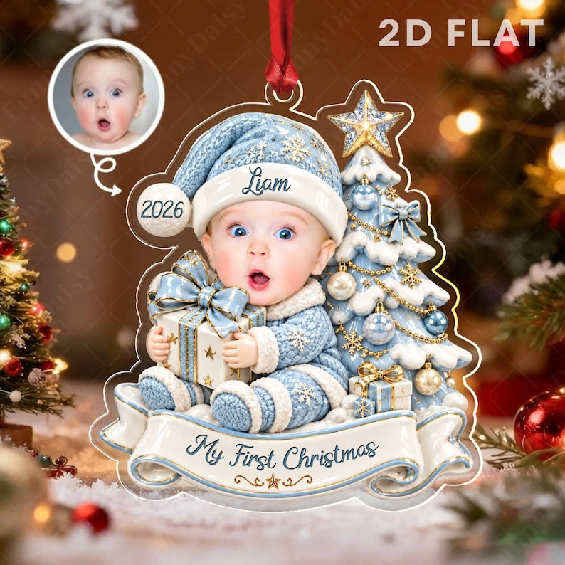 Baby Face Photo Acrylic Christmas Ornament