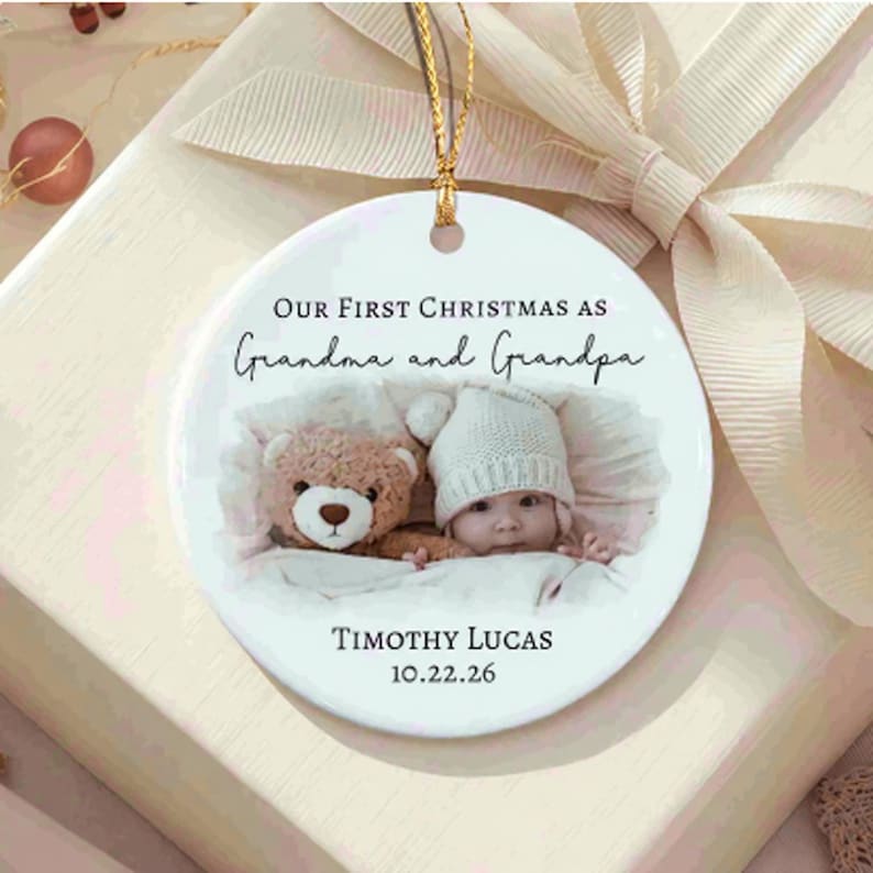 Grandparents First Christmas Photo Ornament