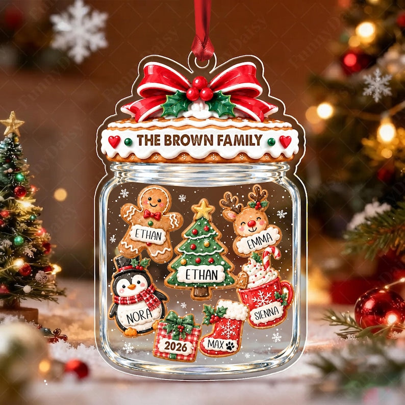 Family Gingerbread Cookies Jar Ornament