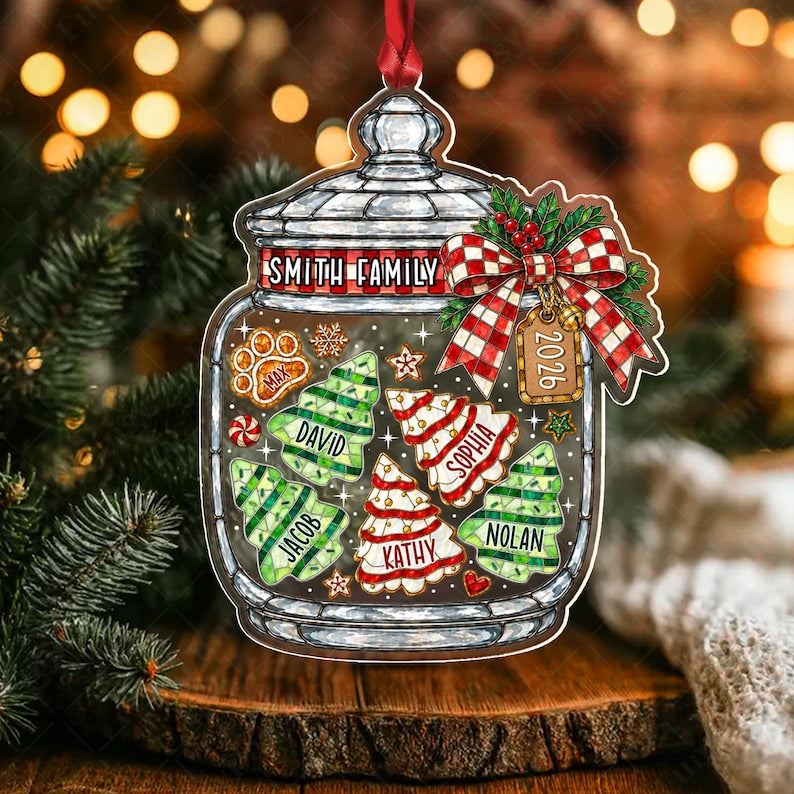 Family Tree Cake Christmas Jar Ornament