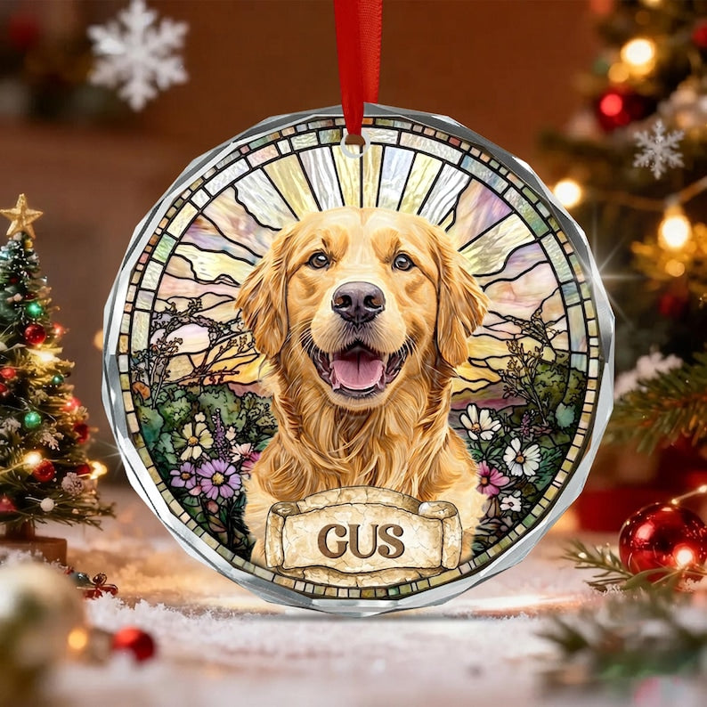 Dog Faux Stained Glass Portrait Ornament