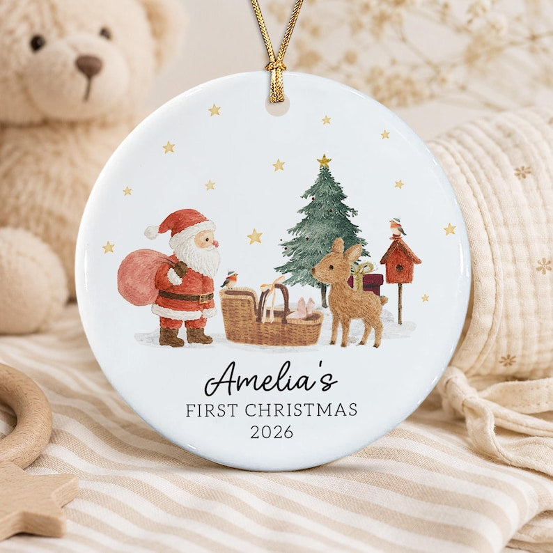 Santa Reindeer Newborn Basket Ornament