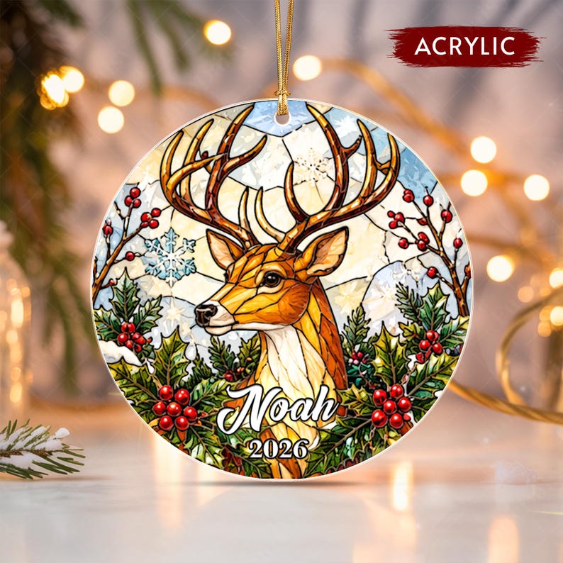 Vintage Christmas Kid Name Ornament