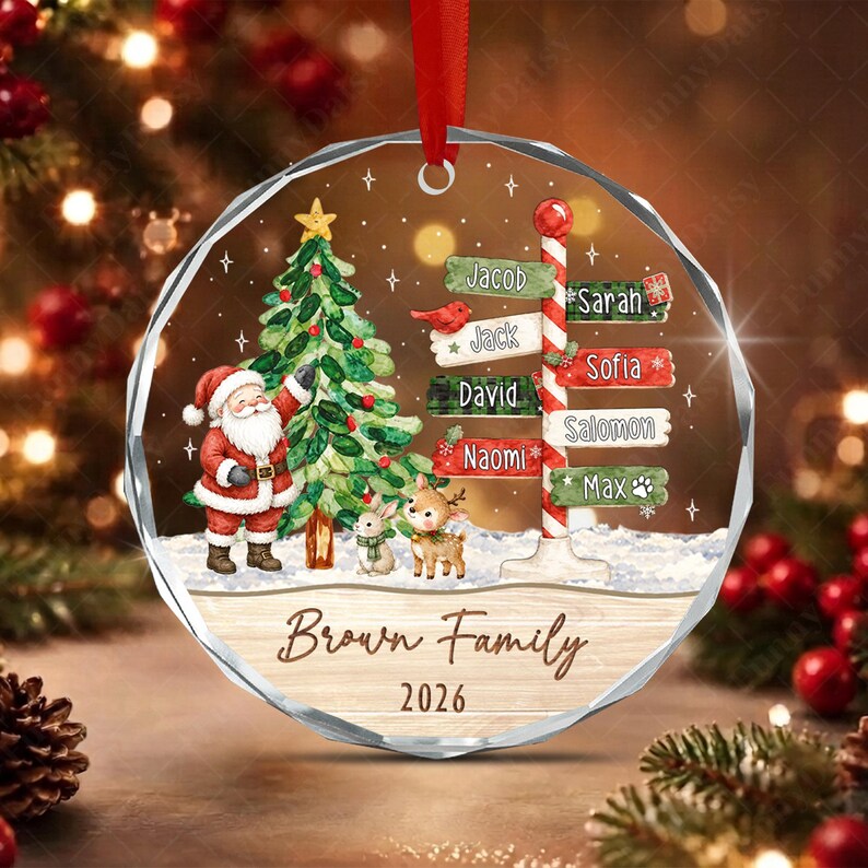 Family Names North Pole Glass Ornament