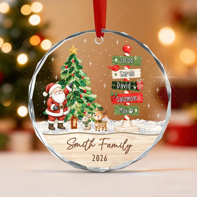 Family Names North Pole Glass Ornament