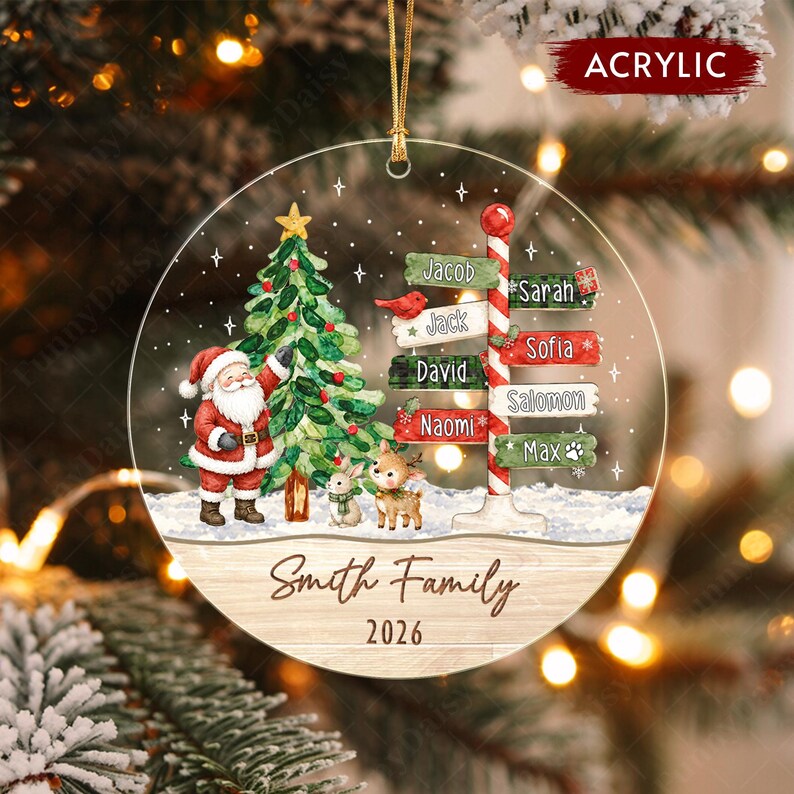 Family Names North Pole Glass Ornament