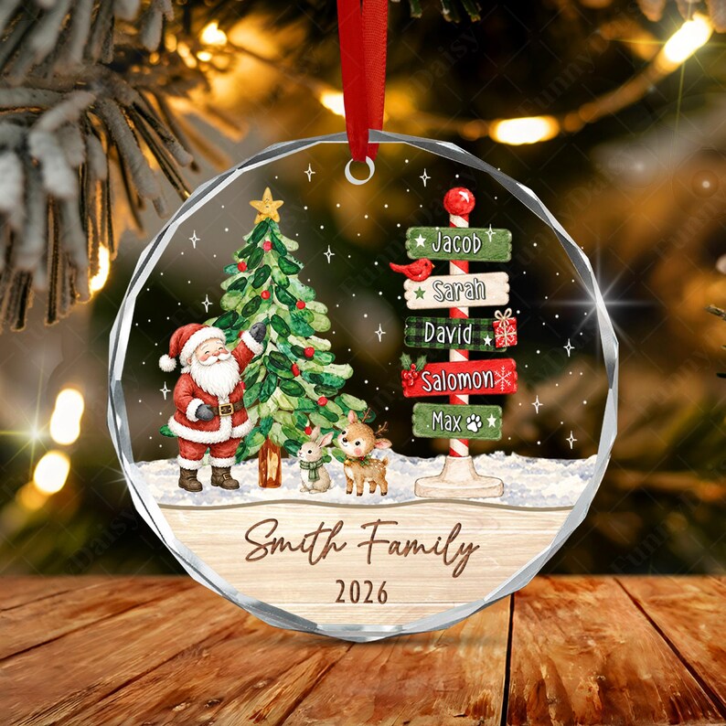 Family Names North Pole Glass Ornament