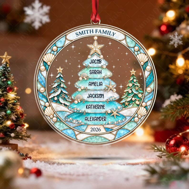 Family Names Christmas Tree Acrylic Ornament