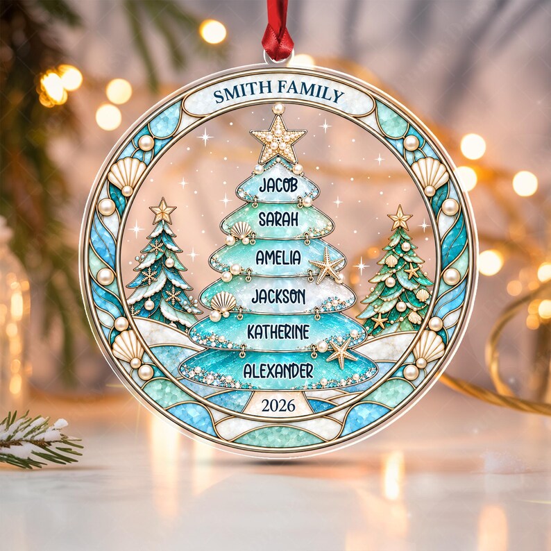 Family Names Christmas Tree Acrylic Ornament