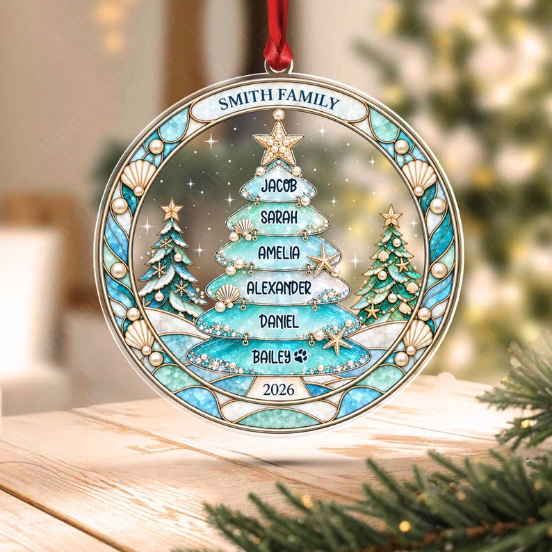 Family Names Christmas Tree Acrylic Ornament