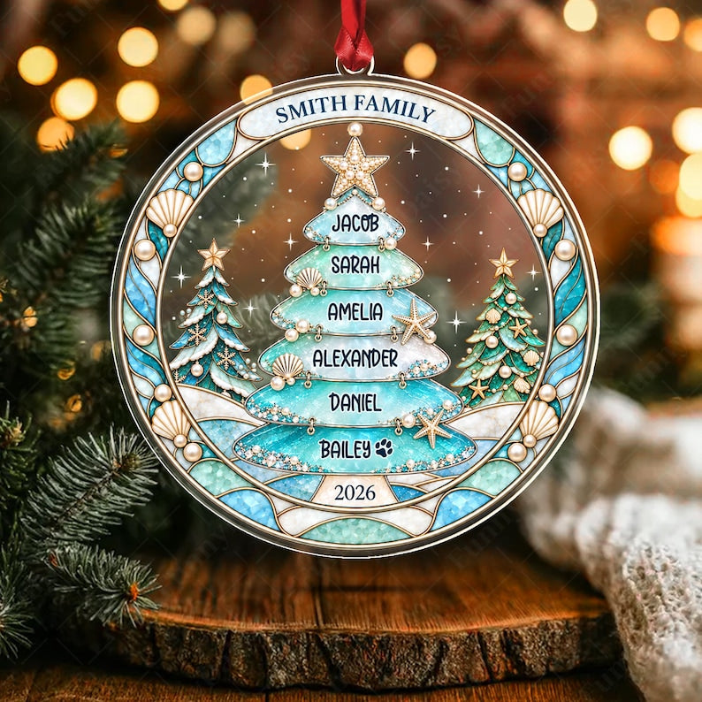 Family Names Christmas Tree Acrylic Ornament
