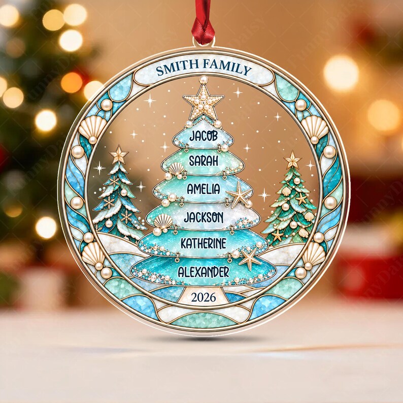 Family Names Christmas Tree Acrylic Ornament