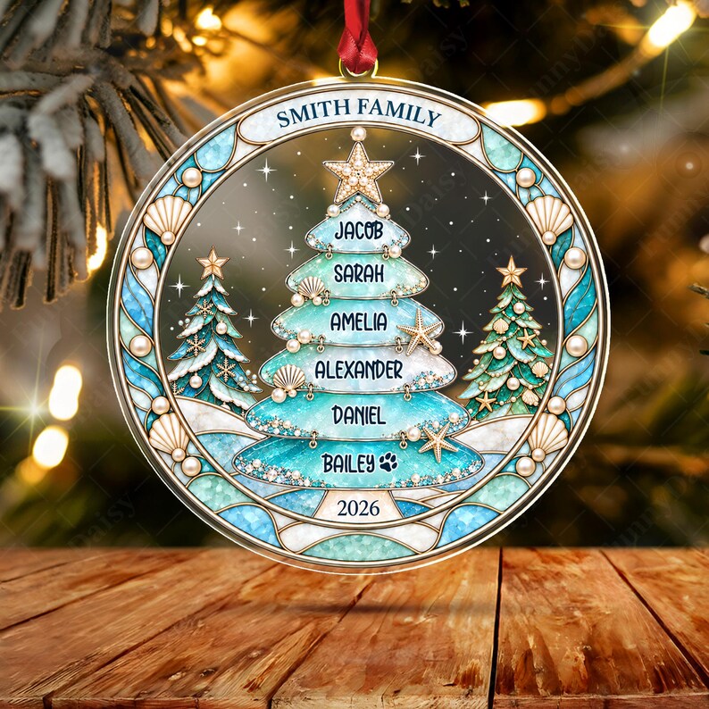 Family Names Christmas Tree Acrylic Ornament