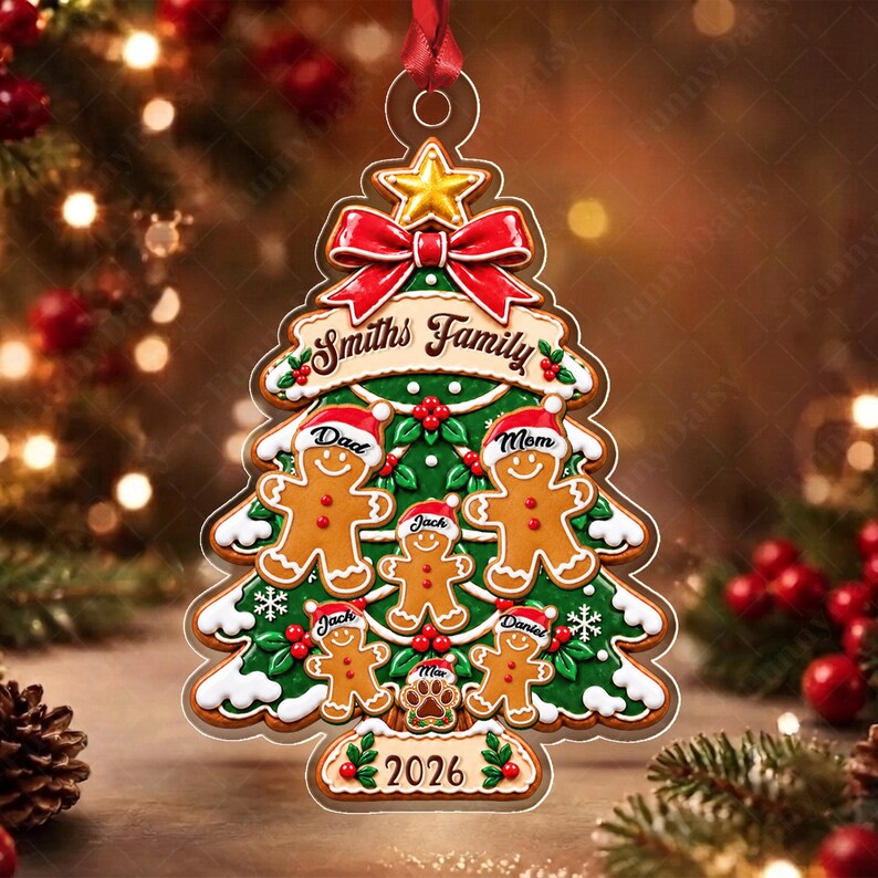 Gingerbread Family Names Acrylic Ornament