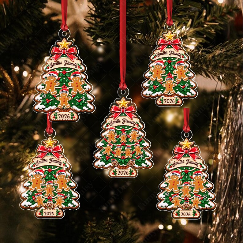 Gingerbread Family Names Acrylic Ornament