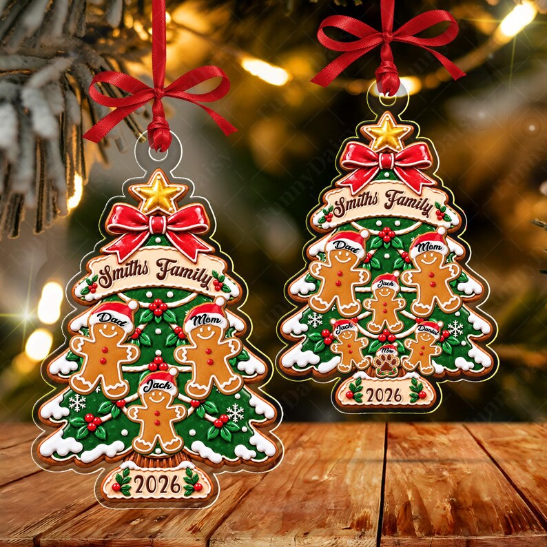 Gingerbread Family Names Acrylic Ornament