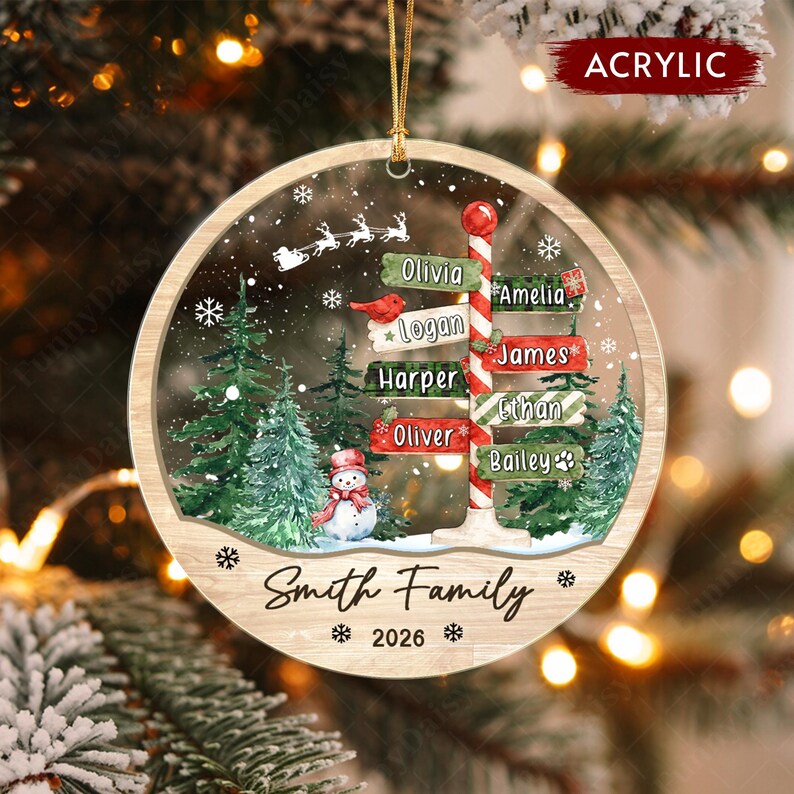 North Pole Family & Pet Glass Ornament