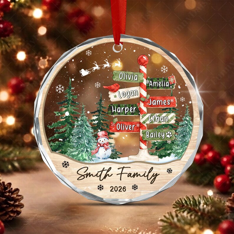 North Pole Family & Pet Glass Ornament