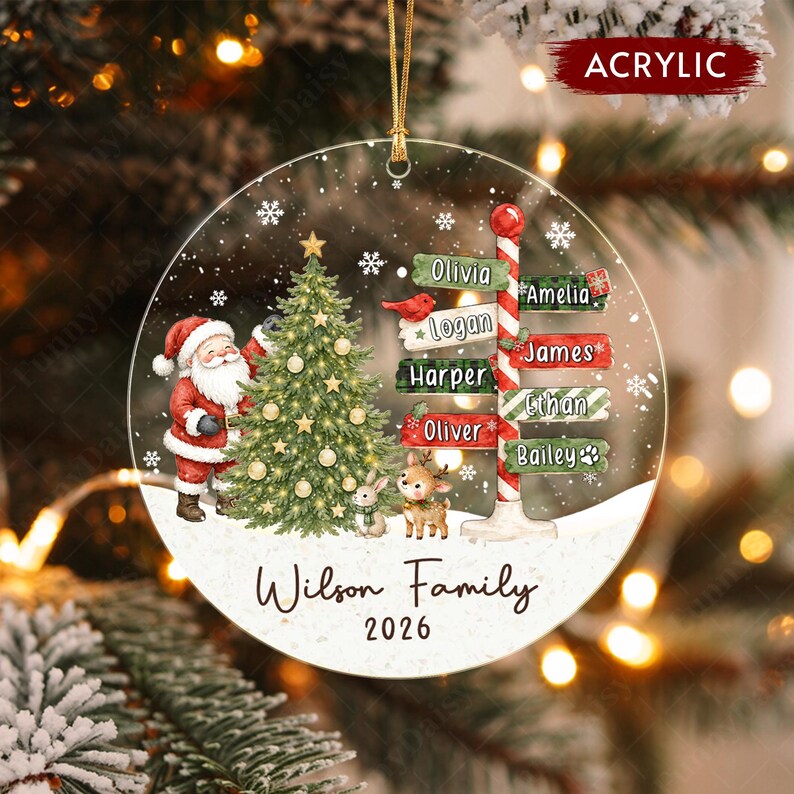Winter North Pole Family Glass Ornament