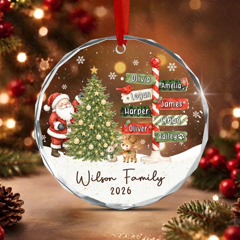 Winter North Pole Family Glass Ornament