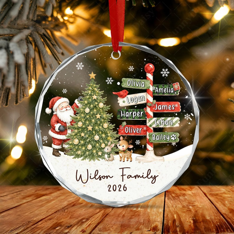 Winter North Pole Family Glass Ornament