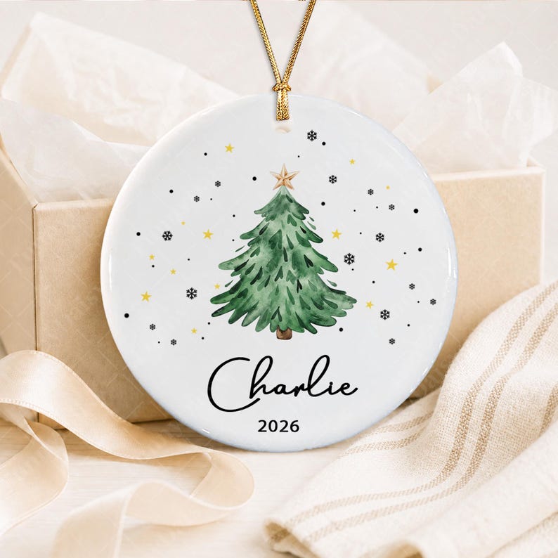 Christmas Tree Name & Year Ceramic Ornament