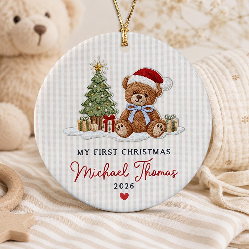 Teddy Bear My 1st Christmas Photo Ornament