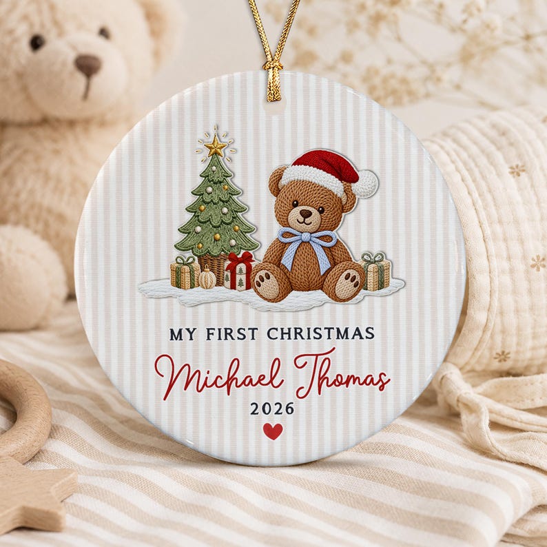 My 1st Christmas Teddy Photo Ornament