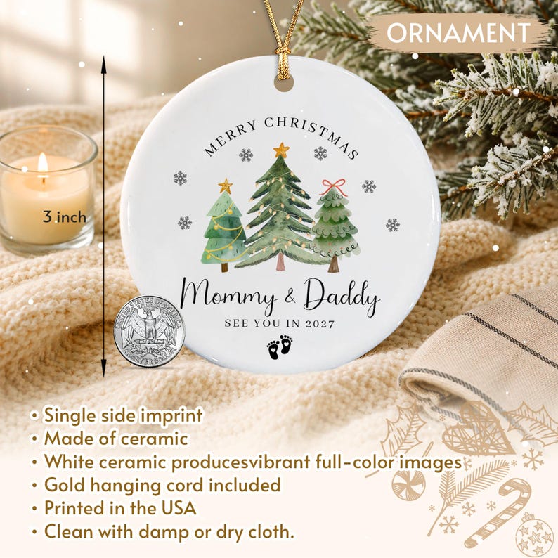 Family Baby Announcement Christmas Ornament