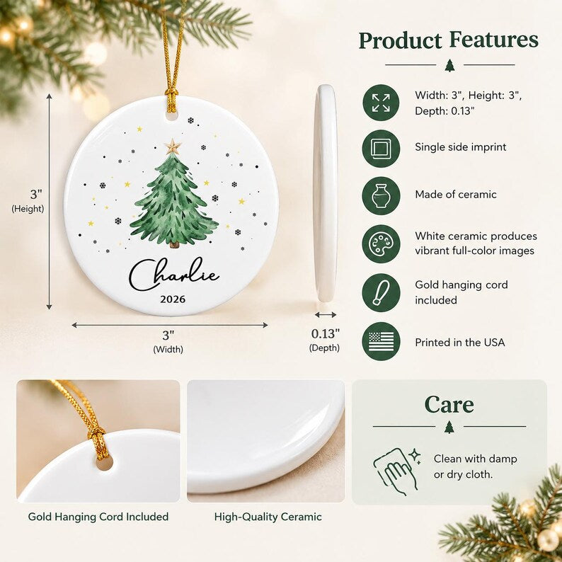 Kids Names & Tree Glass Ornament