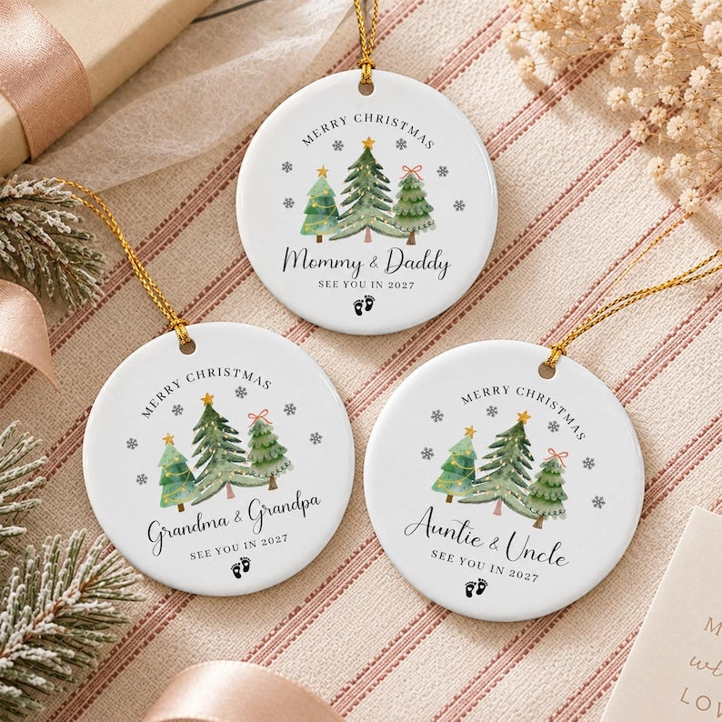 Family Baby Announcement Christmas Ornament