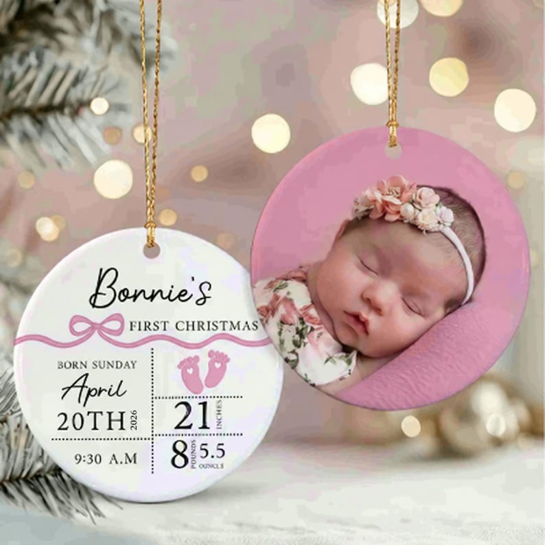 Baby Birth Stats & Photo Ornament 2026