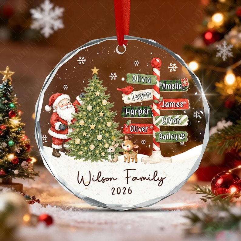 Winter North Pole Family Glass Ornament