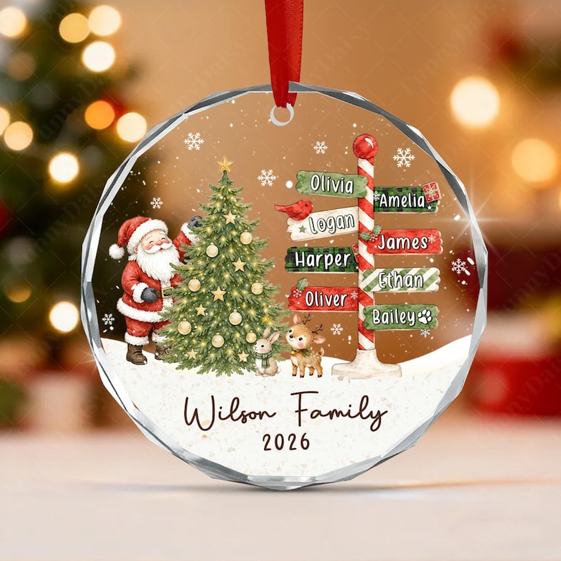 Winter North Pole Family Glass Ornament