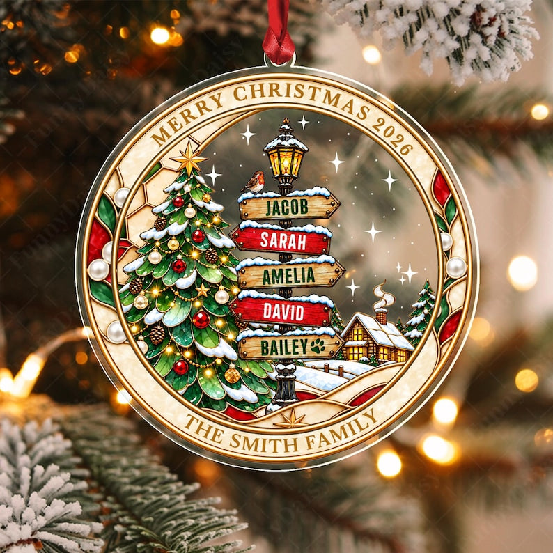 Family & Pet Street Sign Tree Ornament