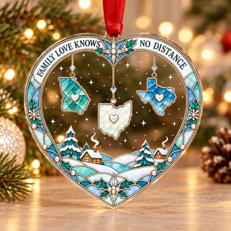 Long Distance Family States Ornament