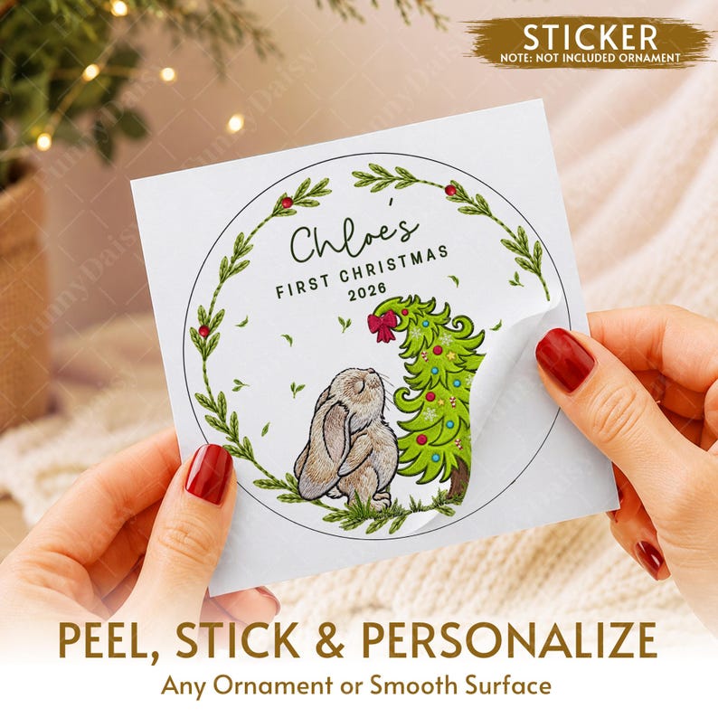 Baby Bunny Custom Newborn Name Ornament