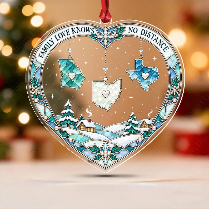 Long Distance Family States Ornament