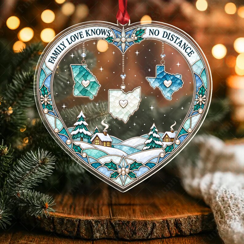 Long Distance Family States Ornament