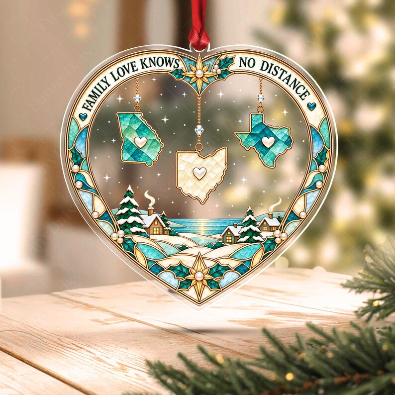 Long Distance Family States Ornament