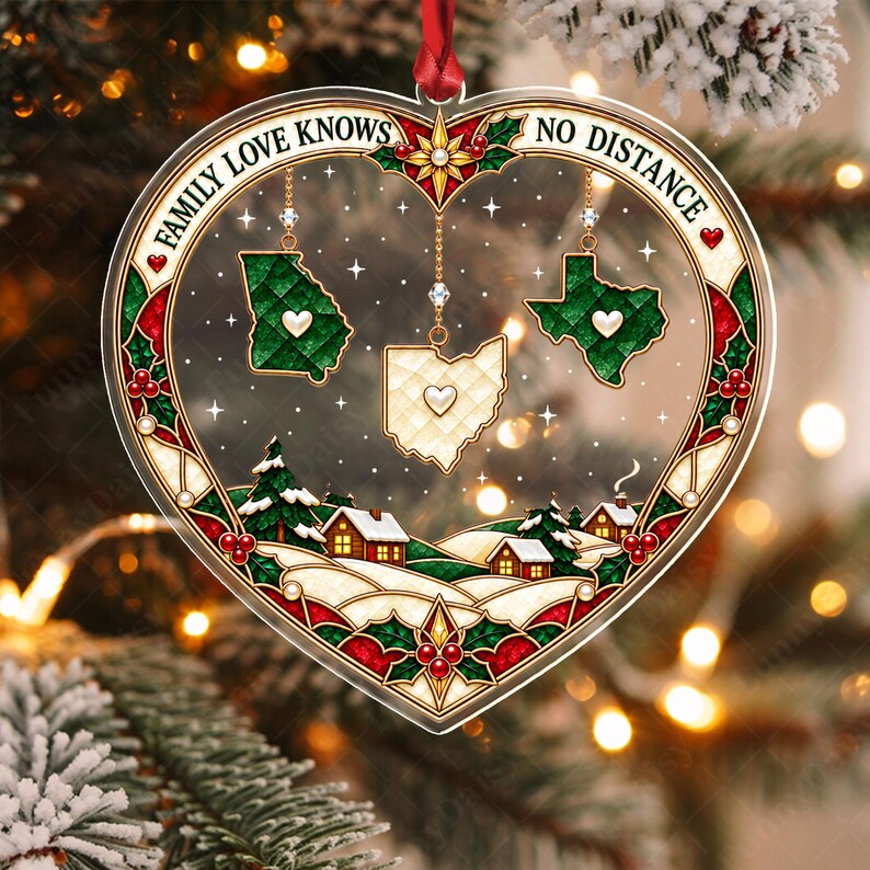 Long Distance Family States Ornament