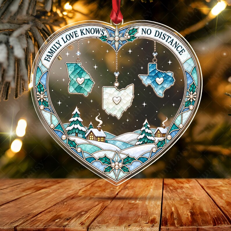 Long Distance Family States Ornament