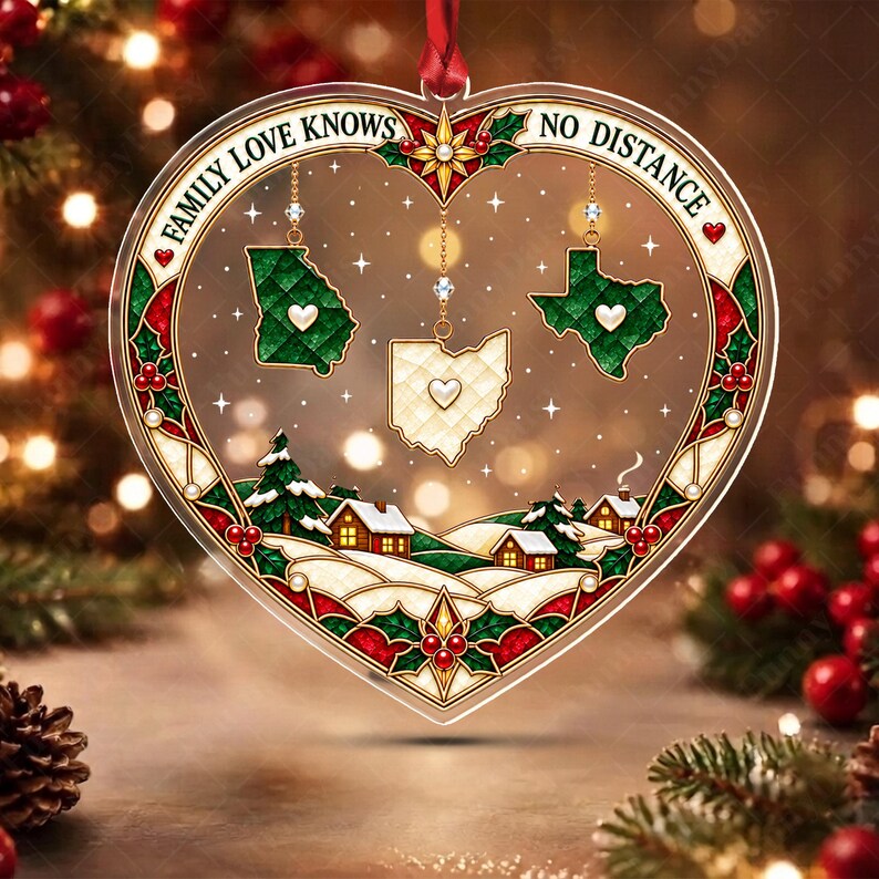 Long Distance Family States Ornament